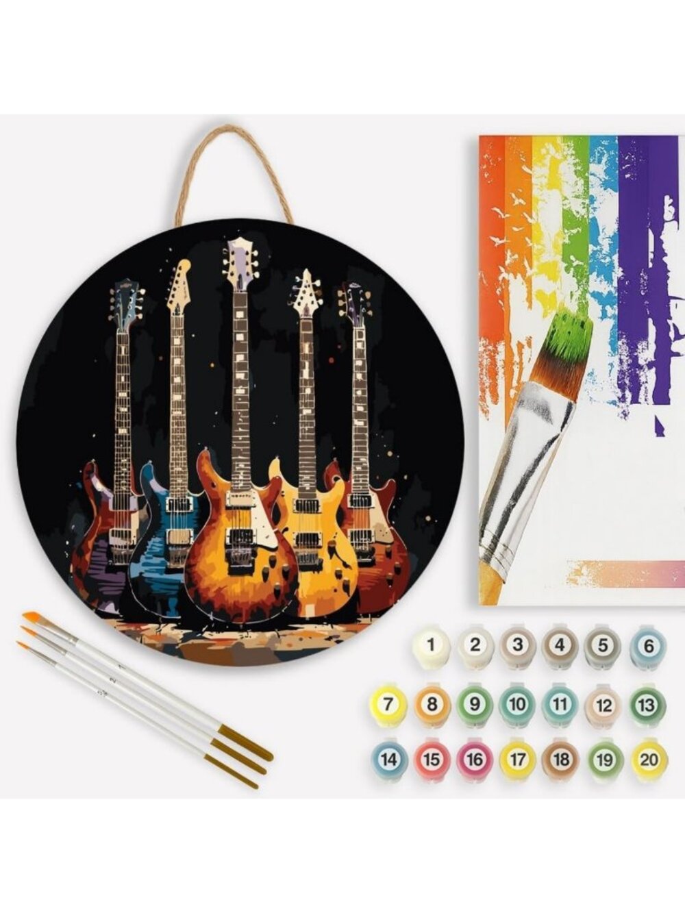 DIY Electric Guitar Paint by Numbers Kit - Colorful Wood Craft for Adults